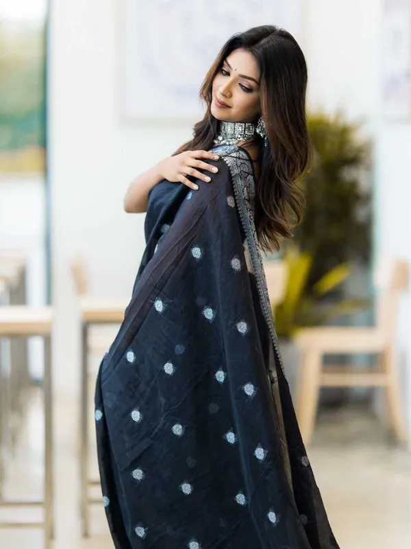 BLACK_PURE_COTTON_SAREE